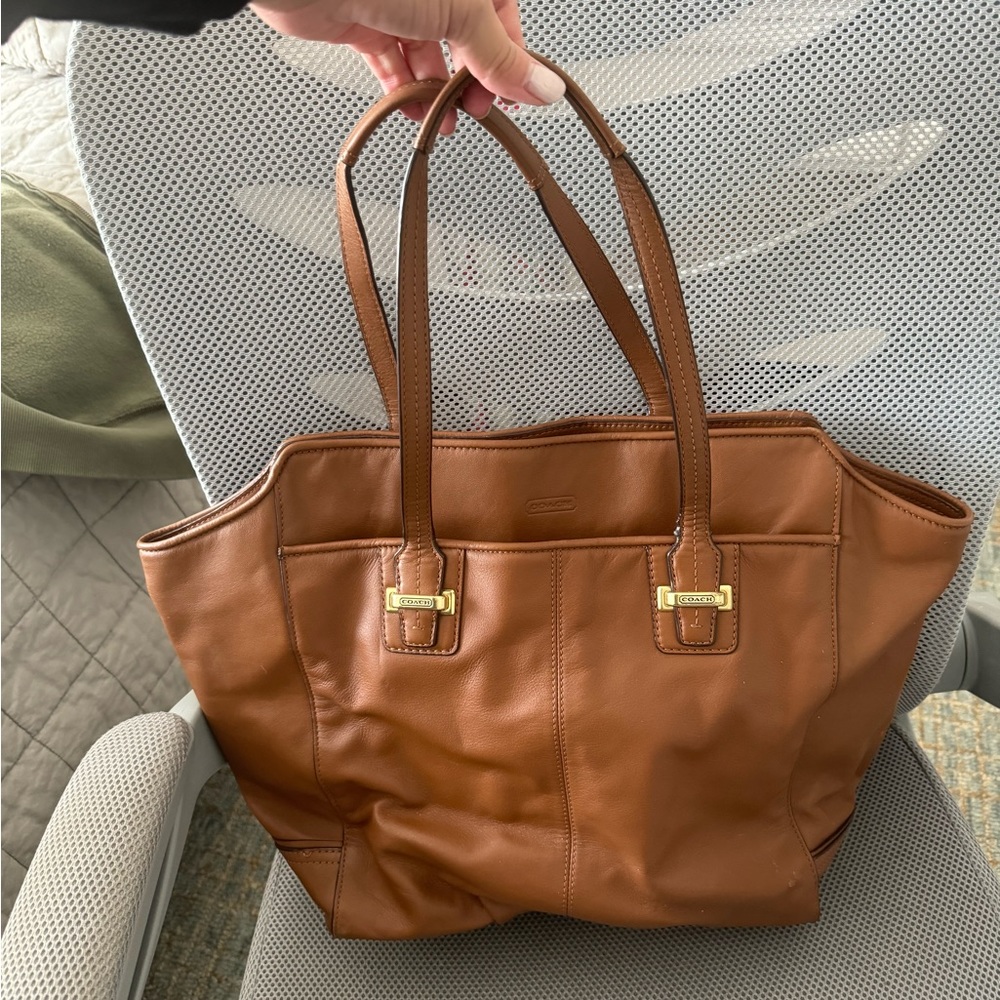 Coach Taylor Leather Alexis Carryall Brass/Saddle